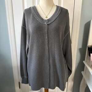 Aerie Charcoal V-Neck Sweater